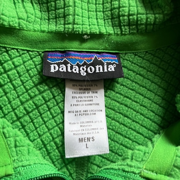 Patagonia Men's R1 Fleece Pullover Lime Bright Green 1/2 Zip Waffle - Picture 3 of 8